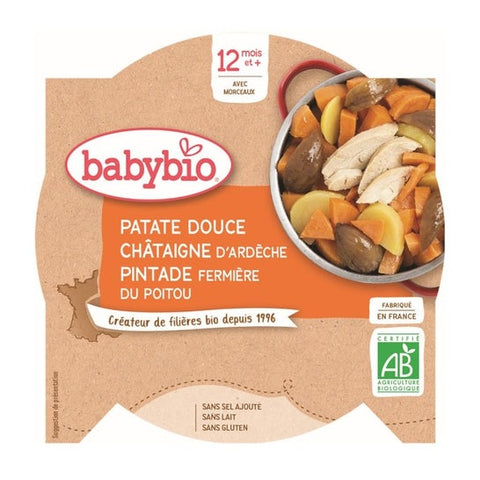 Babybio Menu du Jour dès 12 mois Assiette Patate Douce Châtaigne Pintade (230 g)