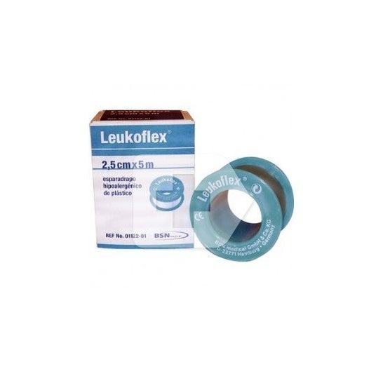 Leukoflex Bande adhésive plastique hypoallergénique (5 m × 2,5 cm, 1 pièce)