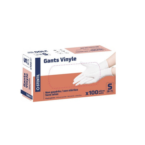 Stentil Gant vinyle non poudré non stérile taille S (100 pièces)