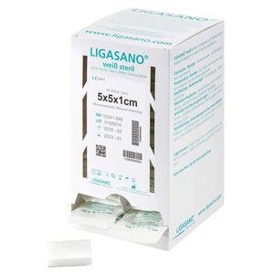 Ligasano weiß Wundauflage steril Sp 1x5x5 cm (40 Stück)