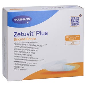 Zetuvit Plus Silicone Border stérile 12,5x12,5 cm (10 pièces)