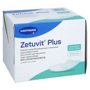 Zetuvit Plus compresses absorbantes extra-fortes stériles (6x6 cm, 10 pièces)
