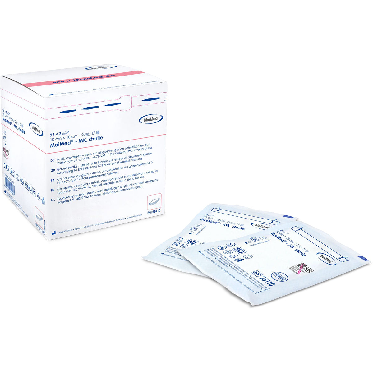MULLKOMPR STER compresses de gaze stériles 7,5 x 7,5 cm, 12 plis (25 x 2 pièces)
