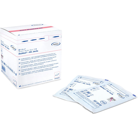 MULLKOMPR STER compresses de gaze stériles 7,5 x 7,5 cm, 12 plis (25 x 2 pièces)
