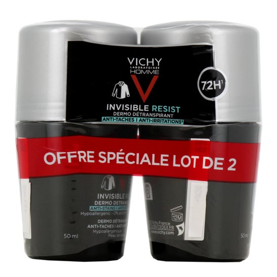 Vichy Homme Déodorant Roll-On 72H Invisible Resist 2x50ml