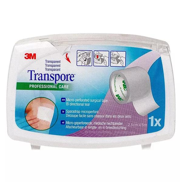 3M Transpore Sparadrap microporeux plastique (25mm x 5m)