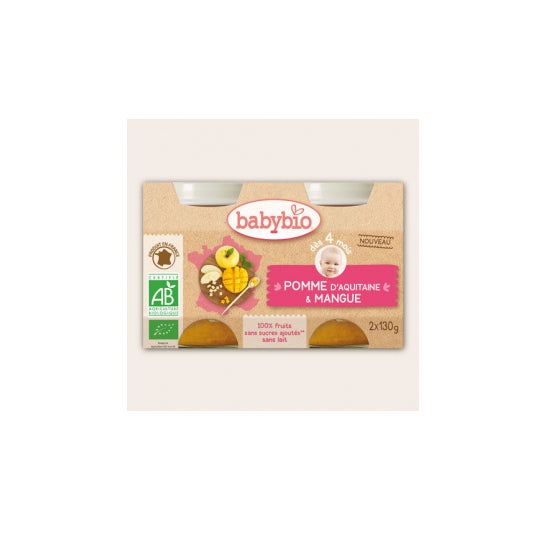 Babybio Petits Pots Pomme Mangue Bio dès 4 Mois 2x130g