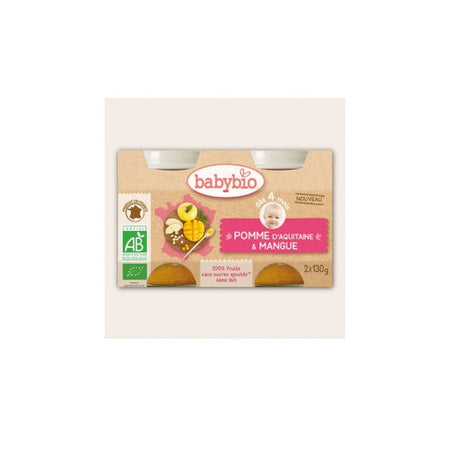 Babybio Petits Pots Pomme Mangue Bio dès 4 Mois 2x130g