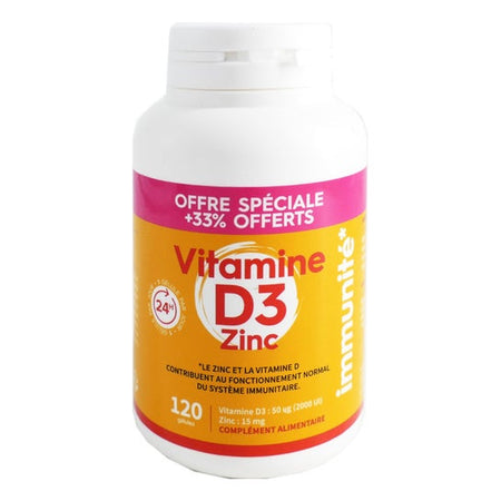 PharmaScience Vitamine D3 + Zinc (120 gélules)