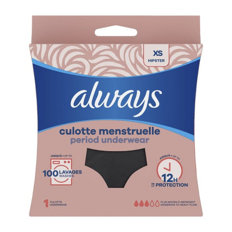 Always waschbare Menstruationsunterwäsche XS, mittlere bis starke Blutung, 1 Stück