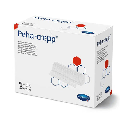 Peha-crepp® bande de fixation 8 cm x 4 m - bande super-élastique à forte teneur en fibres naturelles (20 pièces)