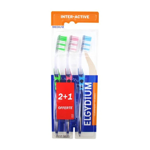 Elgydium Diffusion Medium Toothbrush - Pack of 3