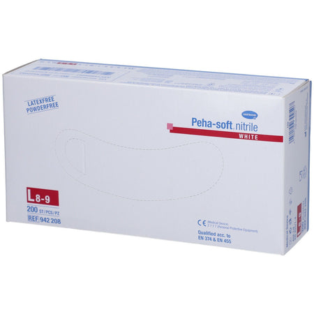 Peha-soft® nitrile white gants d'examen sans poudre non stériles, taille L (200 pièces)