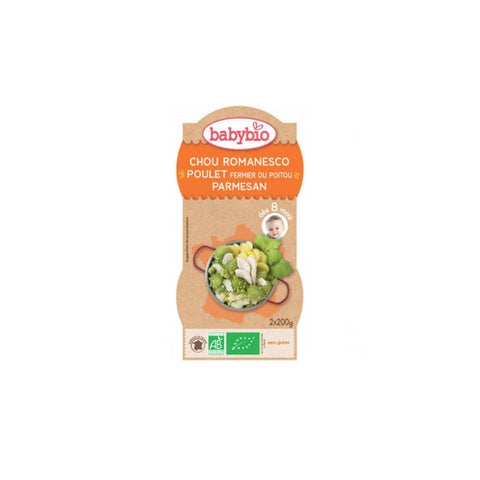 Babybio Menu Mijoté de Légumes et Dinde Bio 8 mois 200g lot de 2 bols