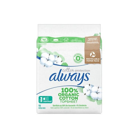 Always Cotton Protection Normal Binden mit Flügeln 11 Stück