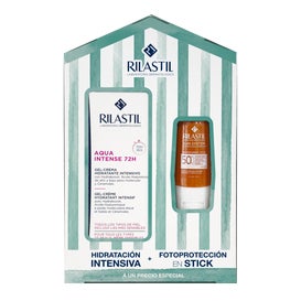 Rilastil Pack Aqua Intense 72h Gel-Crème 40 ml + Sun System Stick Solaire Transparent SPF50+ 8,5 g