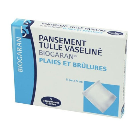 Biogaran Tüll-Verband (5x5 cm, 5 Stück)