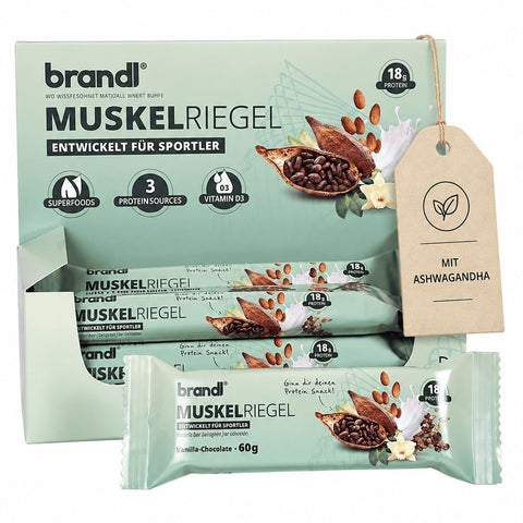 Brandl Nutrition Proteinriegel für Sportler mit 18 g Protein aus 3 Quellen (12 Stück)