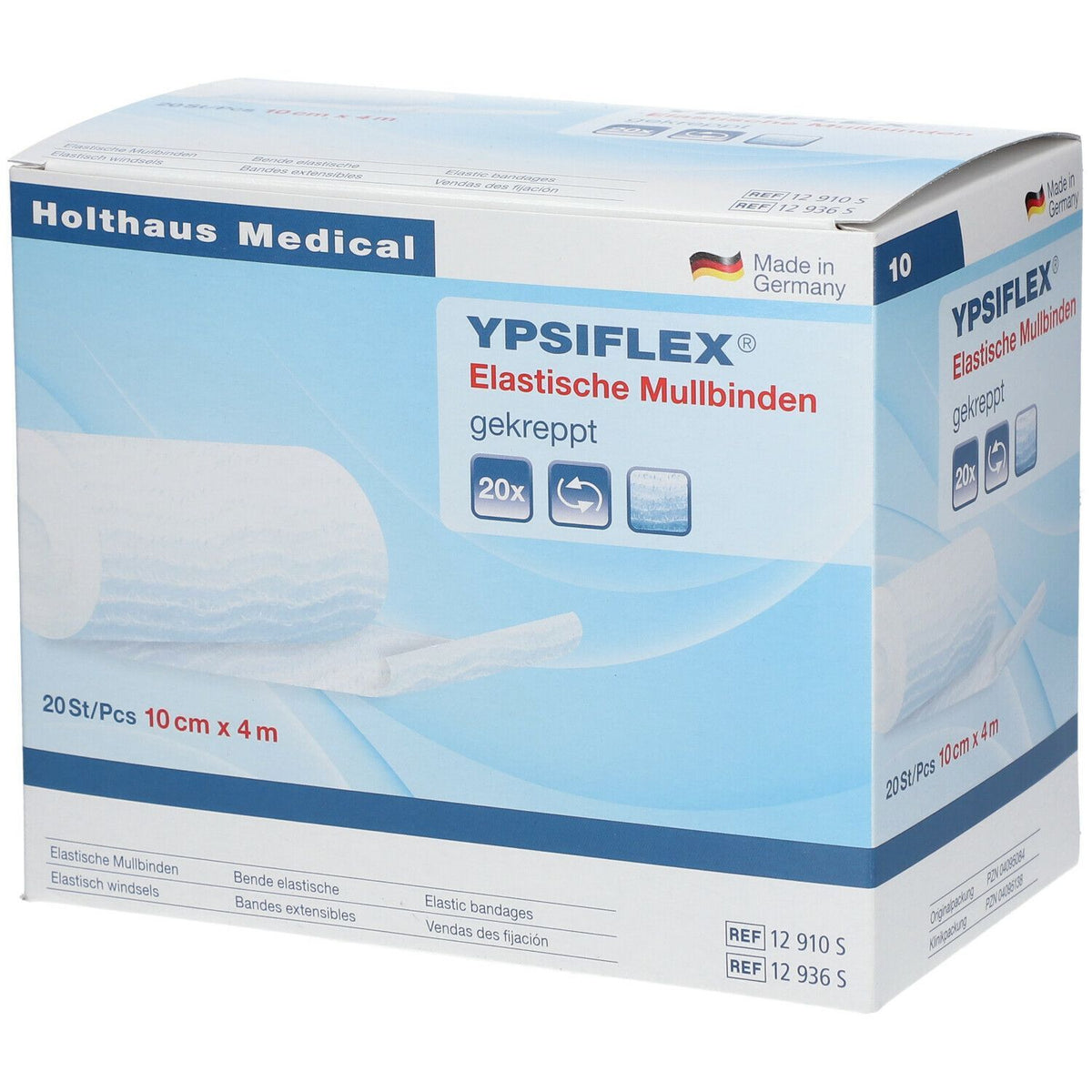 YPSIFLEX® Bandes de gaze élastiques 4 m x 10 cm (20 pièces)