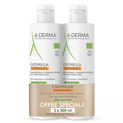 A-Derma Exomega Control Anti-Juckreiz Emollient Duschgel Doppelpack 2 x 500ml