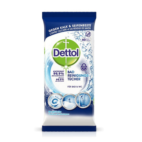Dettol lingettes nettoyantes pour salle de bain fraîcheur montagne (60 lingettes)