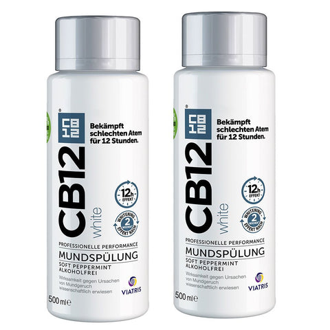 CB12 White bain de bouche pour dents plus blanches et haleine fraîche, avec acétate de zinc et chlorhexidine (2 x 500 ml)