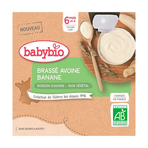 Babybio Vegane Desserts Quetschbeutel Hafer Banane +6m Bio 4 x 85g