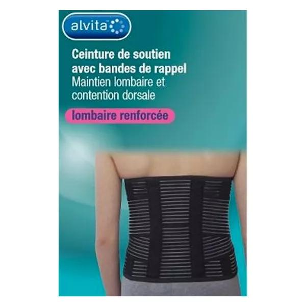 Alvita Ceinture de Soutien Lombaire Renforcée avec Bandes de Rappel H26 Noire T1