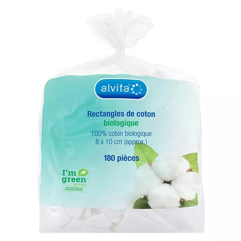 Alvita Rechteckige Wattepads 8x10cm Bio 180 Stück