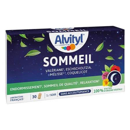 Alvityl Sommeil 4 actifs d'origine végétale dès 18 ans 30 comprimés