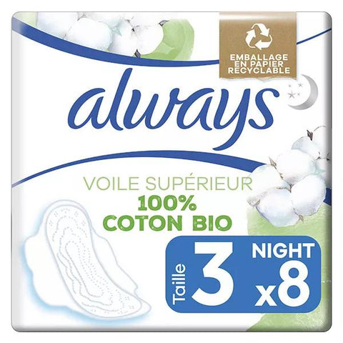 Always Slipeinlagen Cotton Protection Größe 3 Nacht (8 Stück)