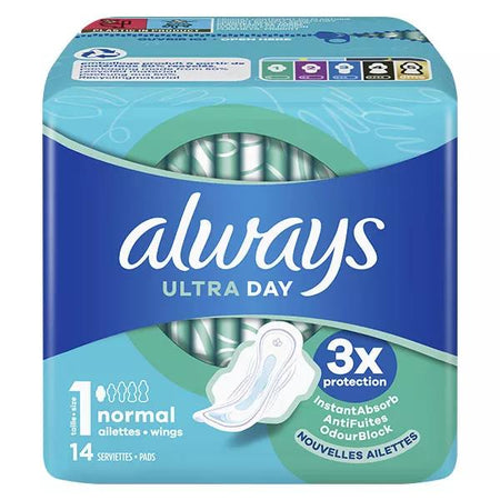Always Serviettes Ultra Normal avec Ailettes 14 unités