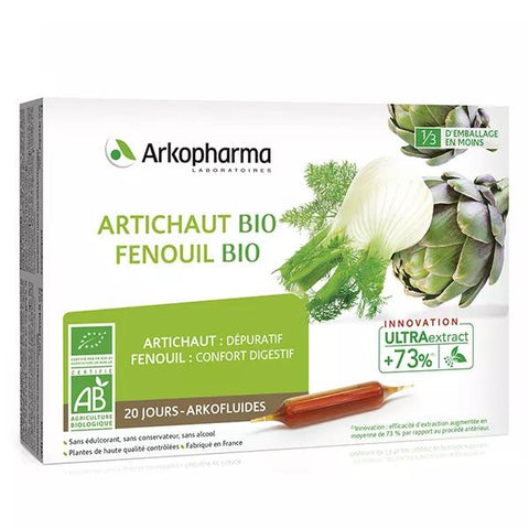 Arkopharma Arkofluides Artichaut Fenouil Bio 20 ampoules