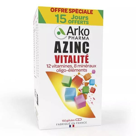 Arkopharma Azinc Erwachsenen Vitalität Vitamine C & E Zink 150 Kapseln