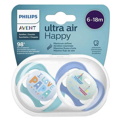 Avent Ultra Air Pacifier 6-18m Mixed Love Pap, Pack of 2