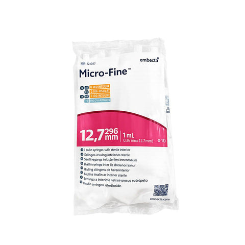 BD Micro-fine + U-100 Insuline 0,33 mm x 12,7 mm (10 pièces)