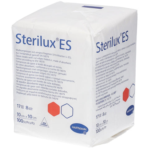 Hartmann Sterilux-ES Hydrophile Mullkompresse, unsteril, 8-fach, 17 Fäden, lose, 10 x 10 cm, 100 Stück
