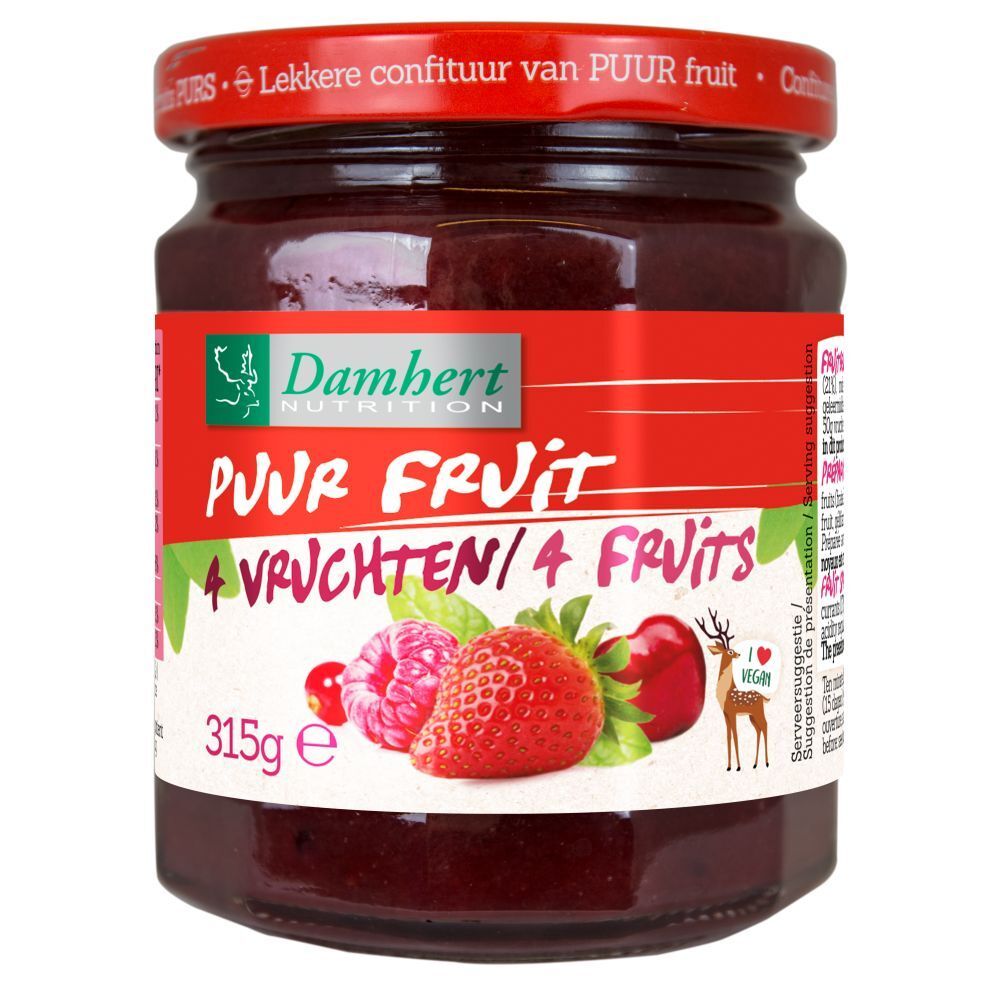 Damhert Confiture 4 fruits 100 % Sans Sucre (315 g)
