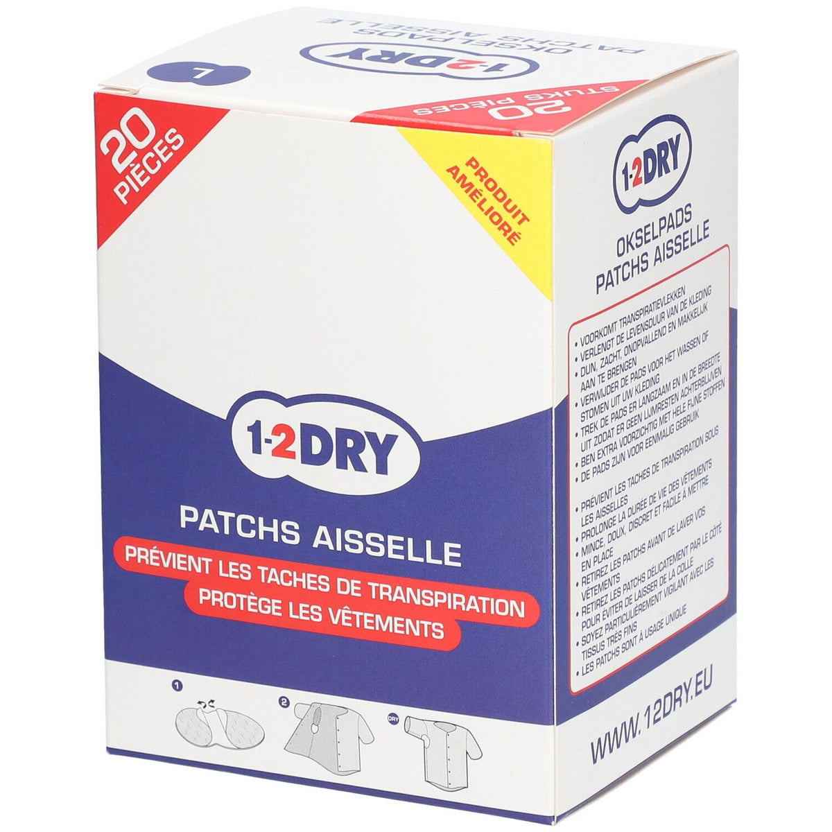 1-2 DRY Patchs aisselles Large (20 pièces)