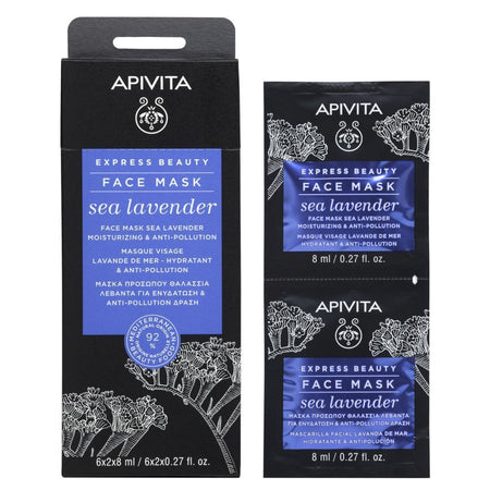 Apivita Express Beauty Masque Visage Lavande de Mer Hydratant & Anti-Pollution (2x8 ml)