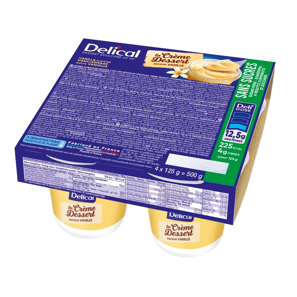 Delical Crème HPHC Sans sucres Vanille (4 x 125 g)
