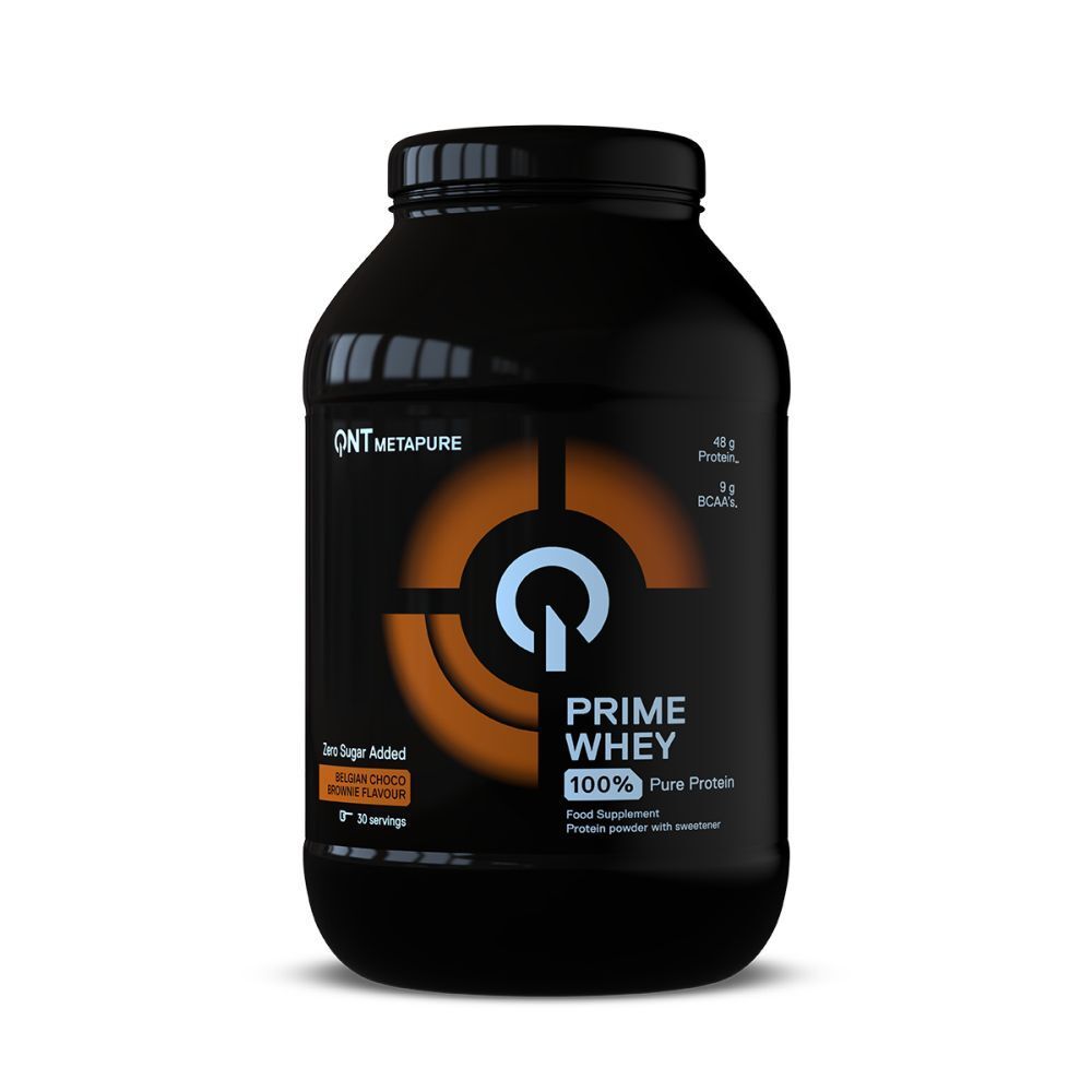 QNT Prime Whey - Mélange d'isolat et de concentré de lactosérum 100% - Brownie chocolat belge (908 g)