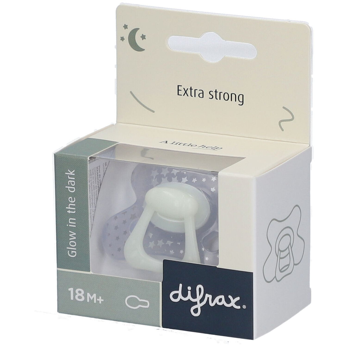 Difrax® Sucette Glow in the Dark Natural +18 Mois (Couleur non sélectionnable) — 1 pièce