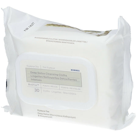 Korres Olympus Tea lingettes nettoyantes détoxifiantes en profondeur (30 lingettes)