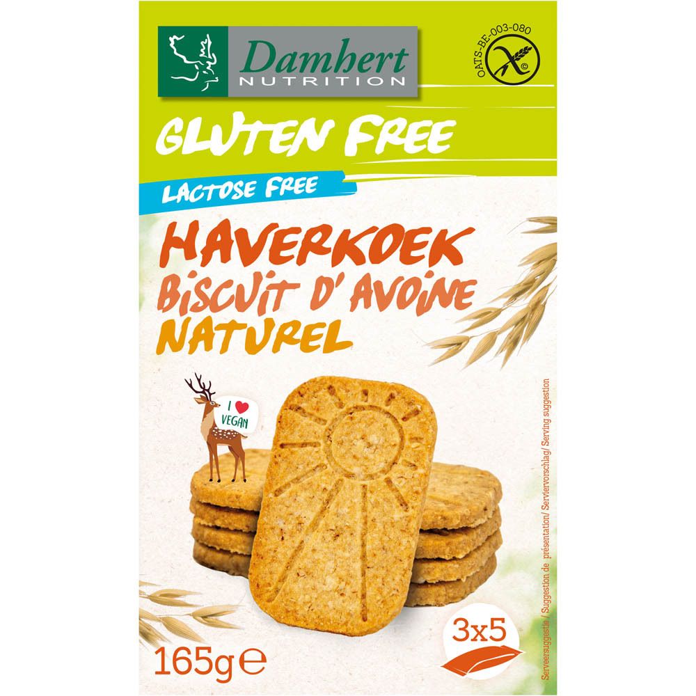 Damhert Biscuit d'avoine naturel sans gluten (165 g)