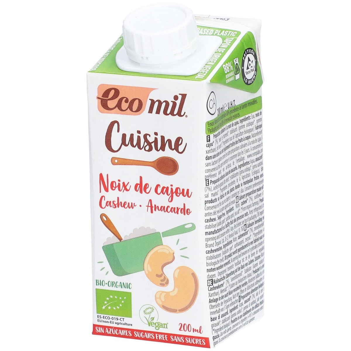 Ecomil Cuisine noix de cajou sans sucre bio (200 ml)