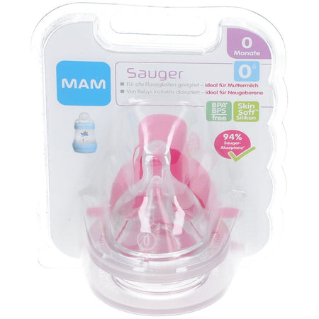 MAM tétine en silicone taille 0, dès la naissance, 2 pièces