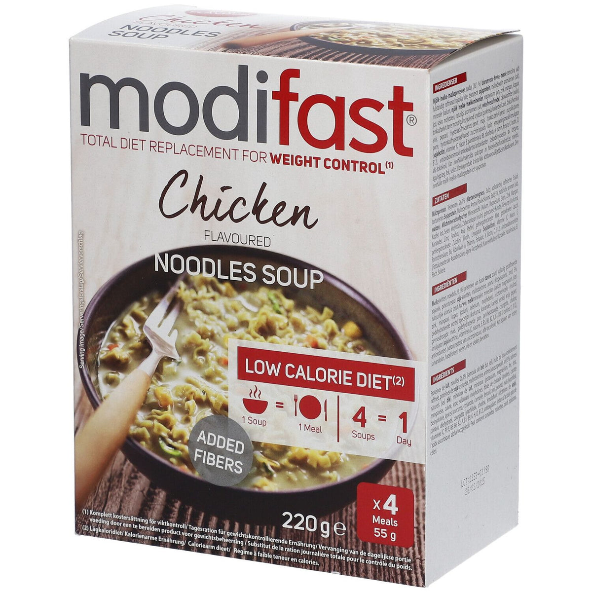 MODIFAST Soupe de nouilles au poulet hypocalorique (4 x 55 g)
