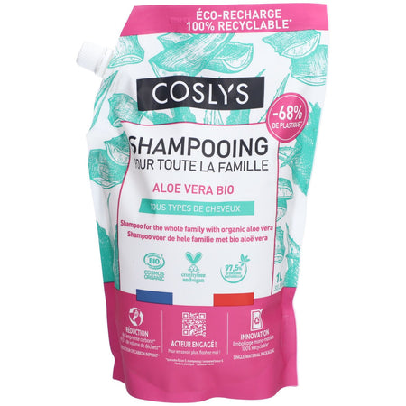 COSLYS Shampooing familial à l'aloe vera bio pour tous les types de cheveux (1000 ml)