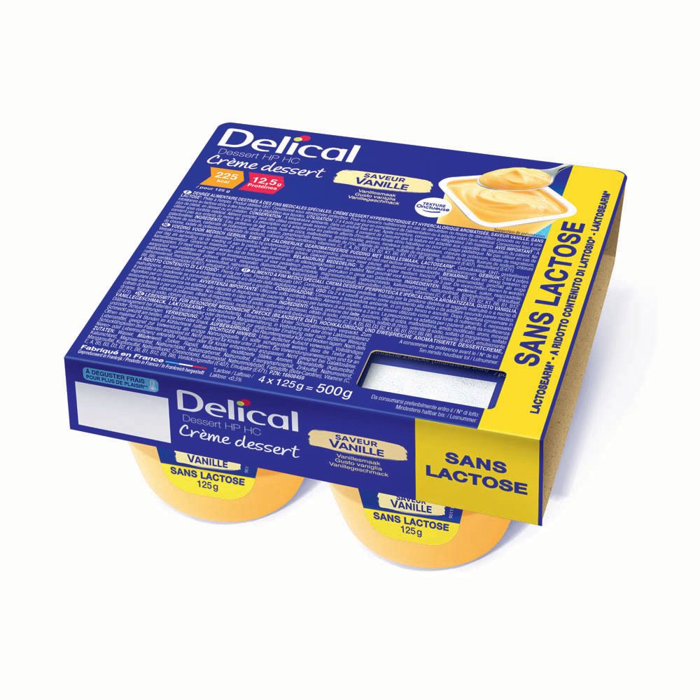 Delical Crème dessert sans lactose Vanille (4x125 g)